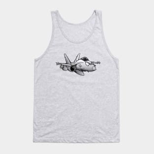 F/A-18 Hornet Military Fighter Attack Jet Airplane Cartoon Tank Top